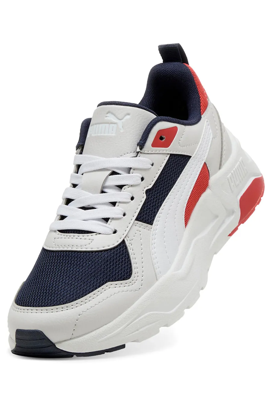 Sneakers bianche con dettagli navy e rossi Trinity 2 LT Jr-PUMA Clearance