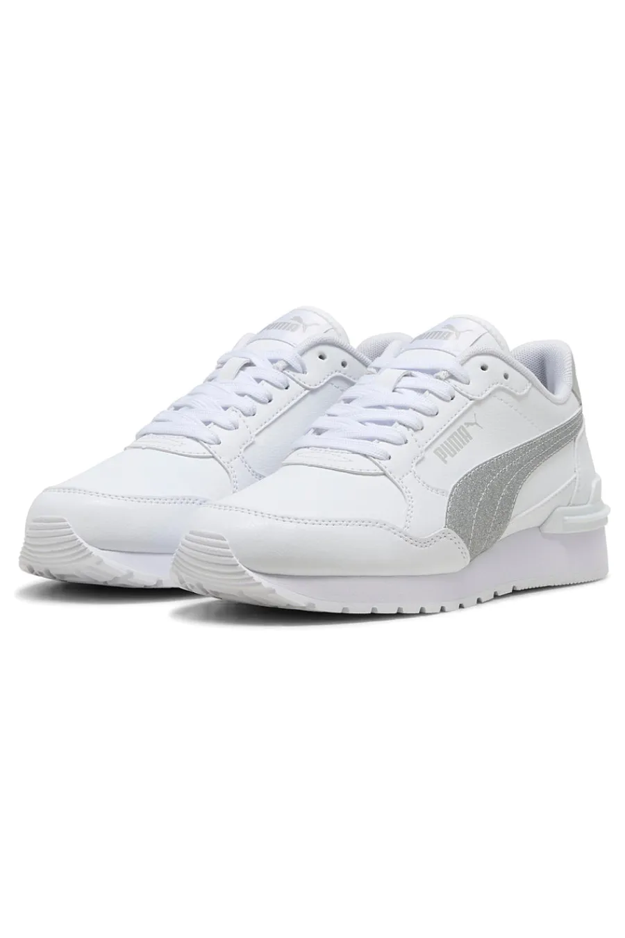Sneakers bianche con glitter argento ST Runner v4 SL Glitter Jr-PUMA