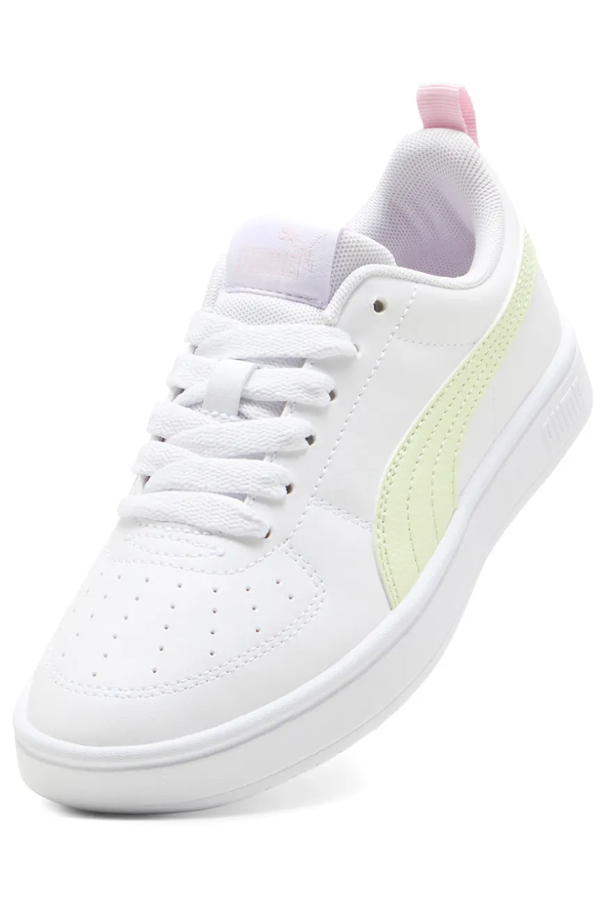Sneakers bianche con inserti giallo chiaro e rosa Puma Rickie Jr