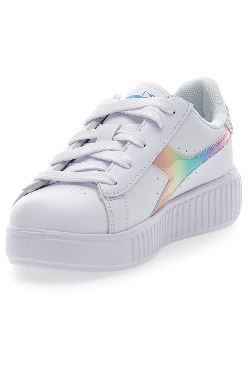 Sneakers Bianche con Logo Arcobaleno DIADORA GAME STEP BLOOM PS