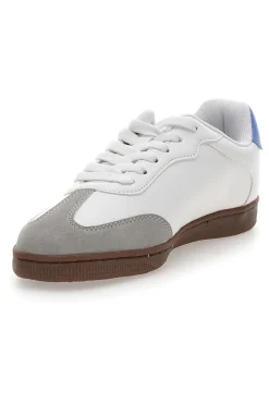 Sneakers Bianche con Logo Azzurro e Suola in Gomma PRESTIGE MIX MATERIAL-CHAMPION Online