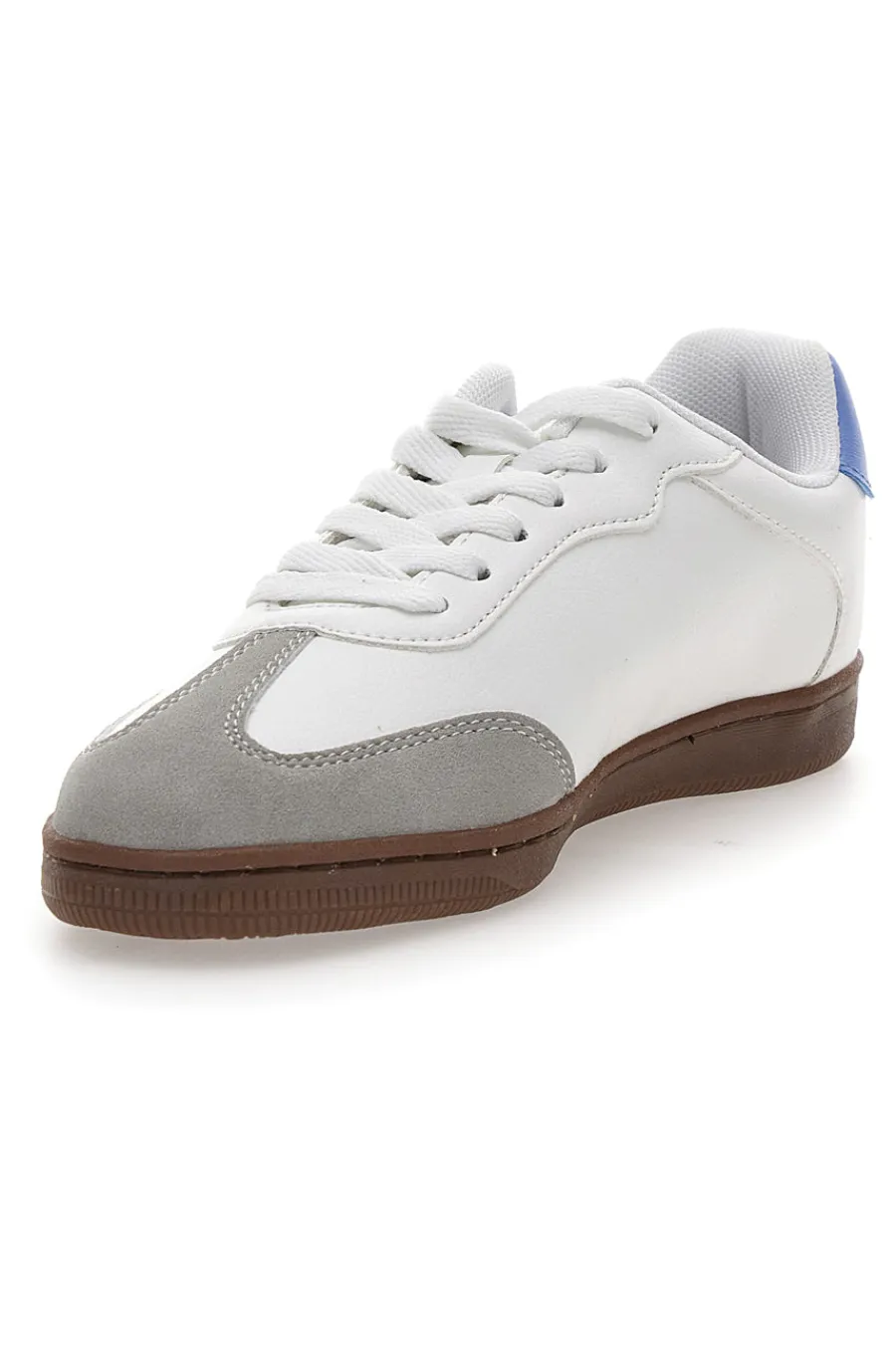 Sneakers Bianche con Logo Azzurro e Suola in Gomma PRESTIGE MIX MATERIAL-CHAMPION Online