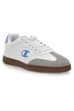 Sneakers Bianche con Logo Azzurro e Suola in Gomma PRESTIGE MIX MATERIAL-CHAMPION Online