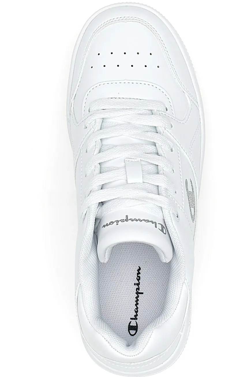 Sneakers Bianche con Logo Laterale Argento CHAMPION RD18 LOW G GS