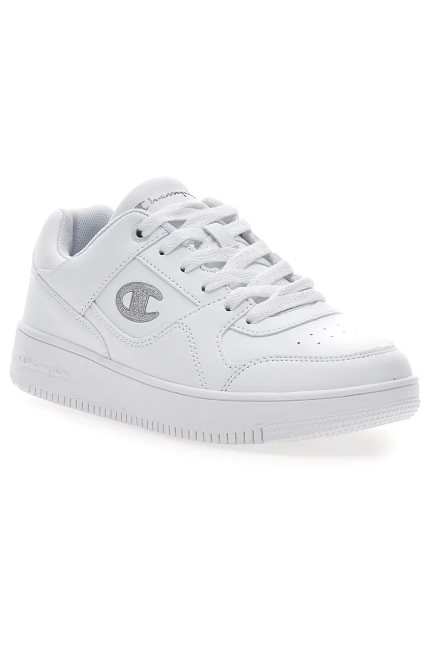 Sneakers Bianche con Logo Laterale Argento CHAMPION RD18 LOW G GS