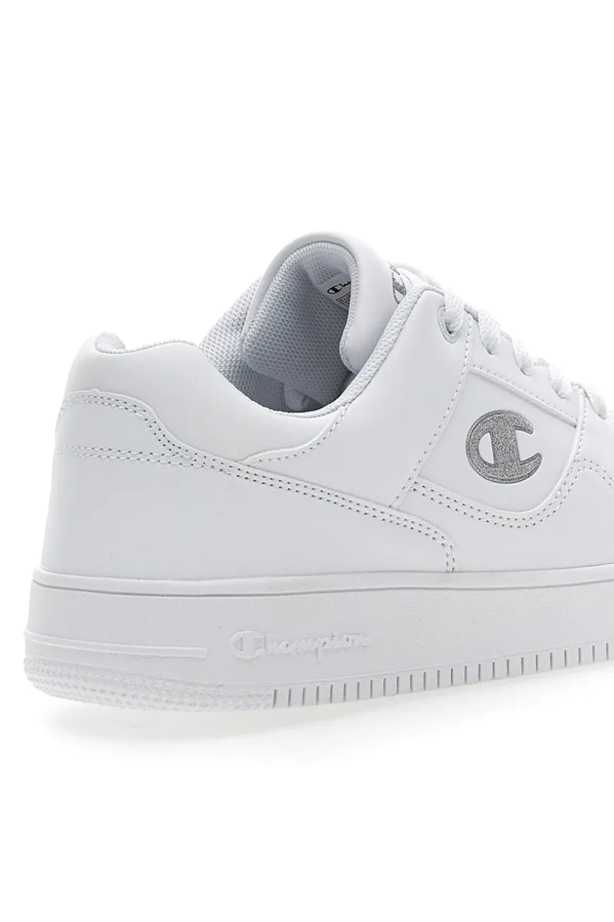Sneakers Bianche con Logo Laterale Argento CHAMPION RD18 LOW G GS