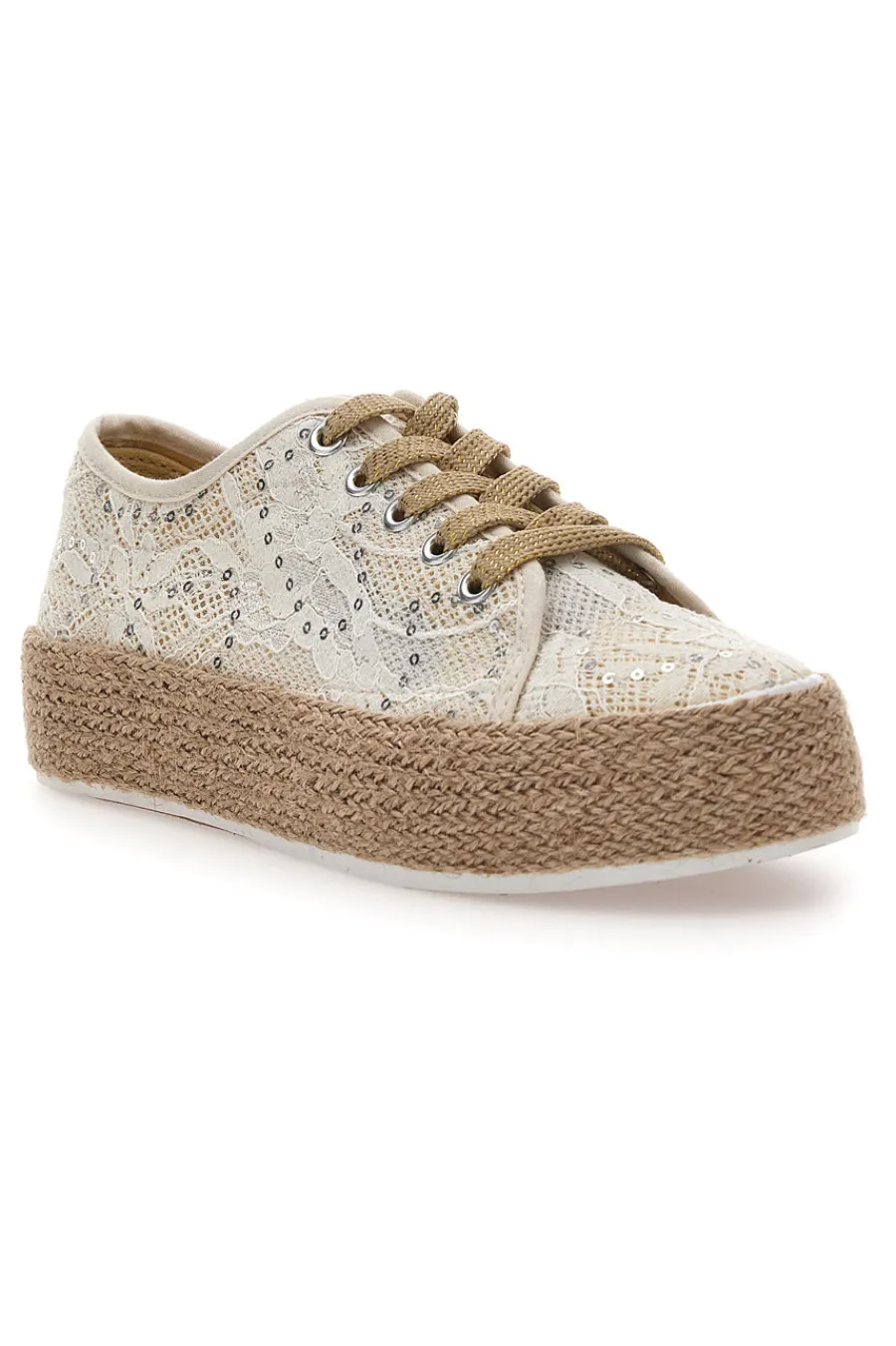 Sneakers bianche con paillettes e suola corda E128-ENERGY Best