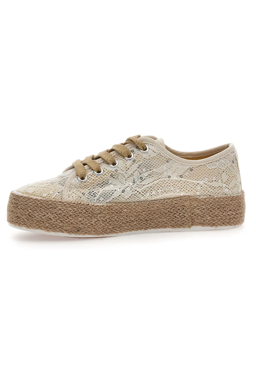 Sneakers bianche con paillettes e suola corda E128-ENERGY Best