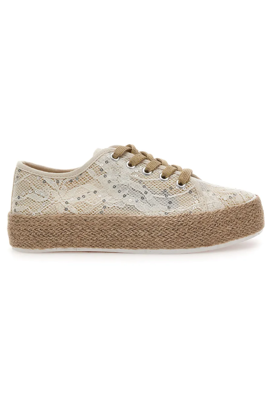 Sneakers bianche con paillettes e suola corda E128-ENERGY Best