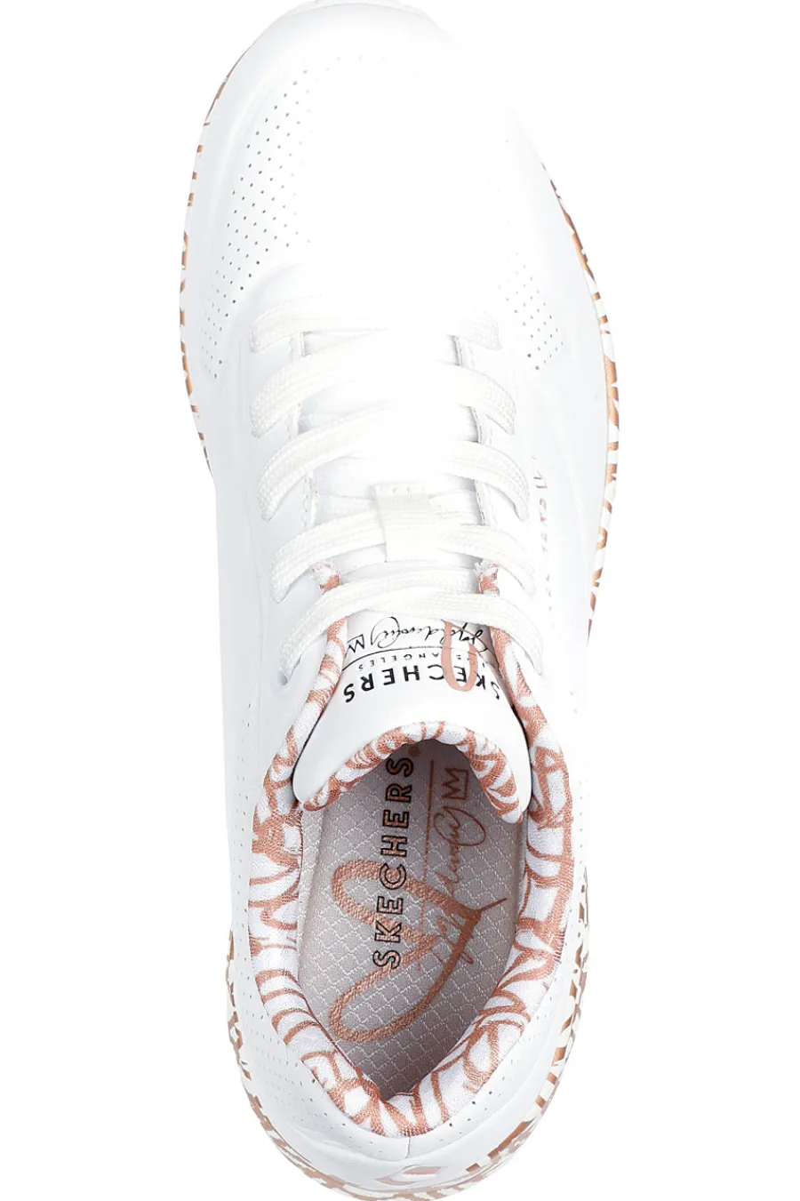 Sneakers bianche con stampa cuori oro rosa e cuscinetto ad aria UNO Loving Love-SKECHERS Sale