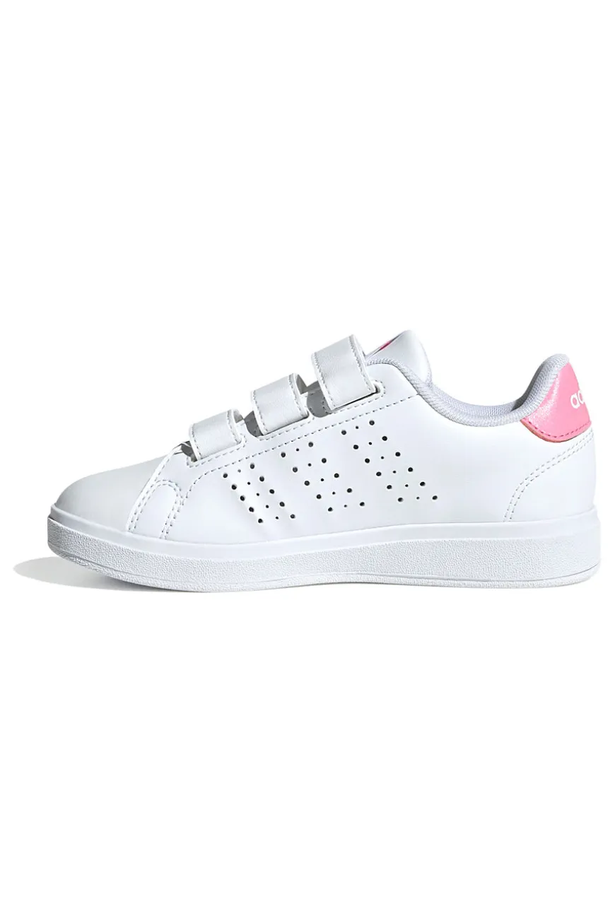 Sneakers bianche con strappo e dettagli rosa Adidas Advantage Base 2.0 CF C