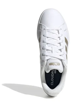 Sneakers bianche con strisce dorate in pelle sintetica riciclata Grand Court Base 3.0-ADIDAS Discount