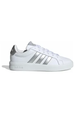 Sneakers bianche con strisce argento in pelle sintetica Grand Court 3 J-ADIDAS