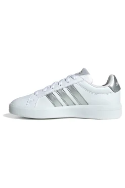 Sneakers bianche con strisce argento in pelle sintetica Grand Court 3 J-ADIDAS