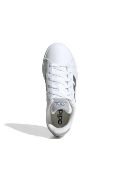 Sneakers bianche con strisce argento in pelle sintetica Grand Court 3 J-ADIDAS