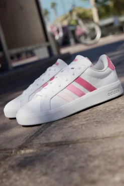 Sneakers bianche con strisce rosa sfumate in materiale sintetico Grand Court 3.0 J-ADIDAS Sale