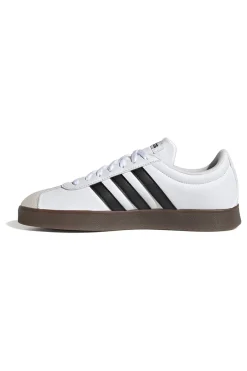Sneakers bianche con strisce nere e punta in suede VL Court Base-ADIDAS