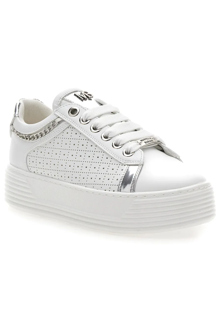 Sneakers Bianche con Tomaia Decorata e Platform 50251-MARIELLA BURANI Outlet