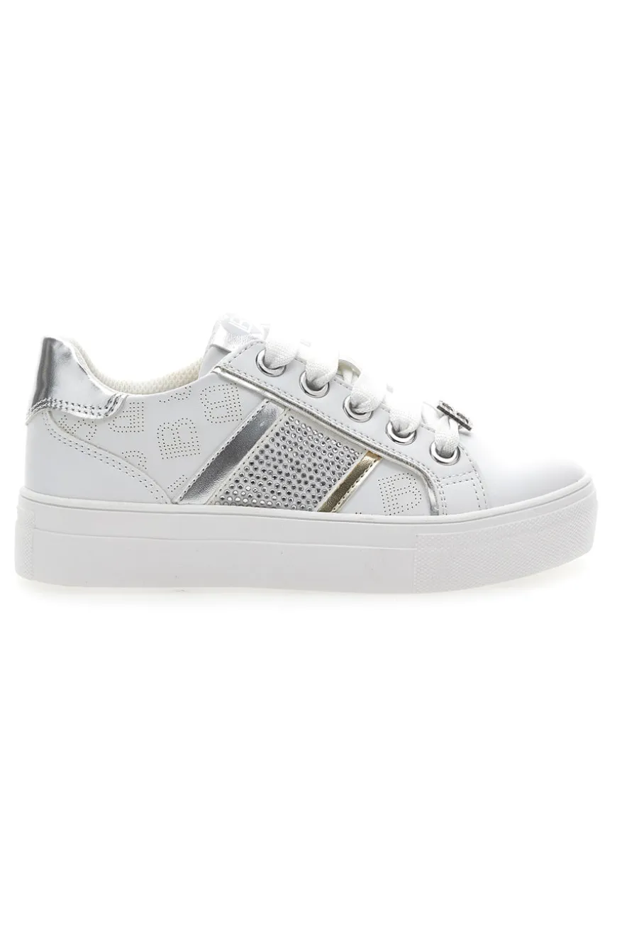 Sneakers Bianche con Tomaia Liscia e Dettagli Glitterati LAURA BIAGIOTTI L8327
