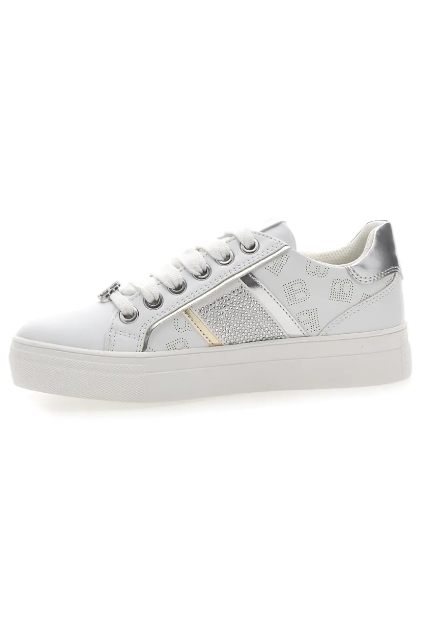 Sneakers Bianche con Tomaia Liscia e Dettagli Glitterati LAURA BIAGIOTTI L8327