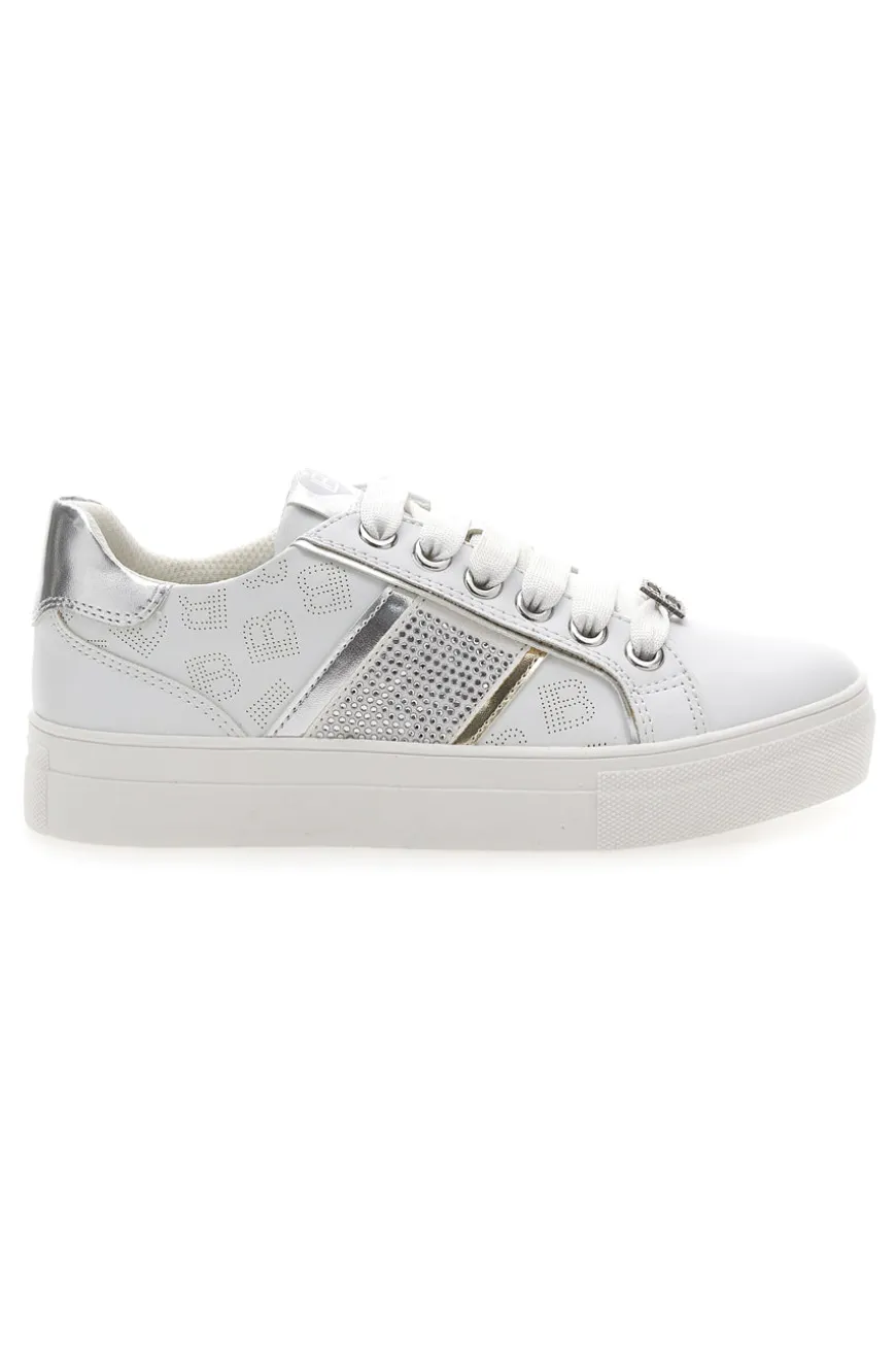 Sneakers Bianche con Tomaia Liscia e Dettagli Glitterati LAURA BIAGIOTTI L8327