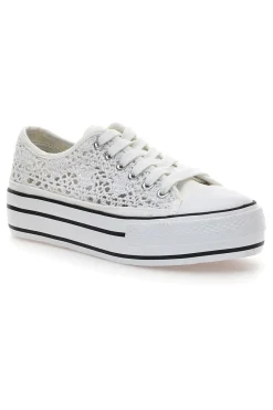 Sneakers Bianche Con Trama Ricamata e Flatform 108-ENERGY Outlet