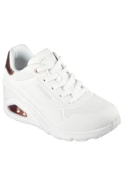 Sneakers bianche con zeppa e dettagli metallici UNO Wedge Hi Steps-SKECHERS New