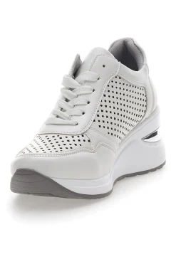 Sneakers bianche con zeppa traforate 137-MIO TEMPO Online