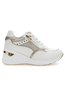 Sneakers bianche con zip e dettagli oro 488IN-INBLU Best