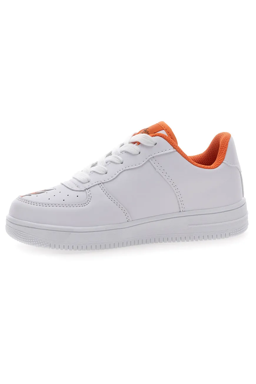 Sneakers Bianche e Arancione con Fuoco PITT KIDS K191562