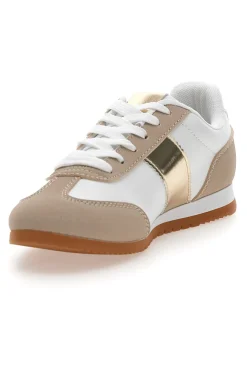 Sneakers Bianche e con Banda Laterale Oro 24250-TALEMI