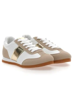 Sneakers Bianche e con Banda Laterale Oro 24250-TALEMI