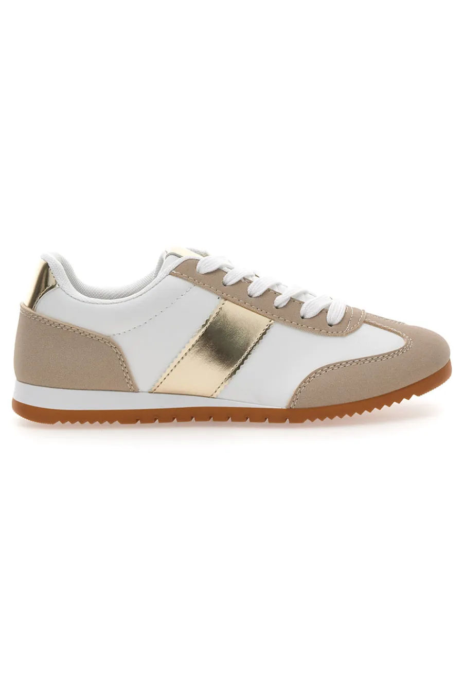 Sneakers Bianche e con Banda Laterale Oro 24250-TALEMI