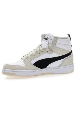 Sneakers bianche e beige mid-cut inserti a contrasto Puma Rebound V6 SD