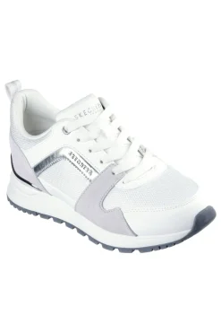 Sneakers bianche e grigie con Memory Foam Runway Posh Gal-SKECHERS