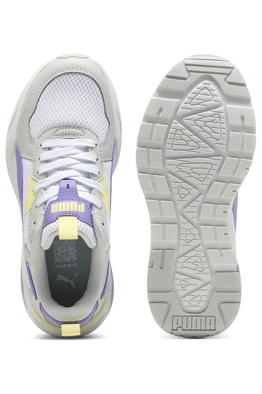 Sneakers bianche e lilla con inserti gialli in mesh e IMEVA Trinity Lite Jr-PUMA Best