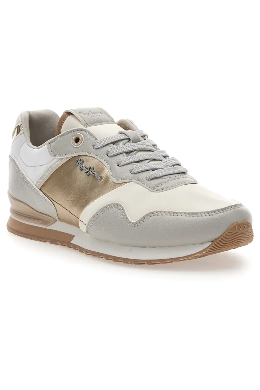 Sneakers Bianche e Oro Con Lacci London Shine W-PEPE JEANS Discount