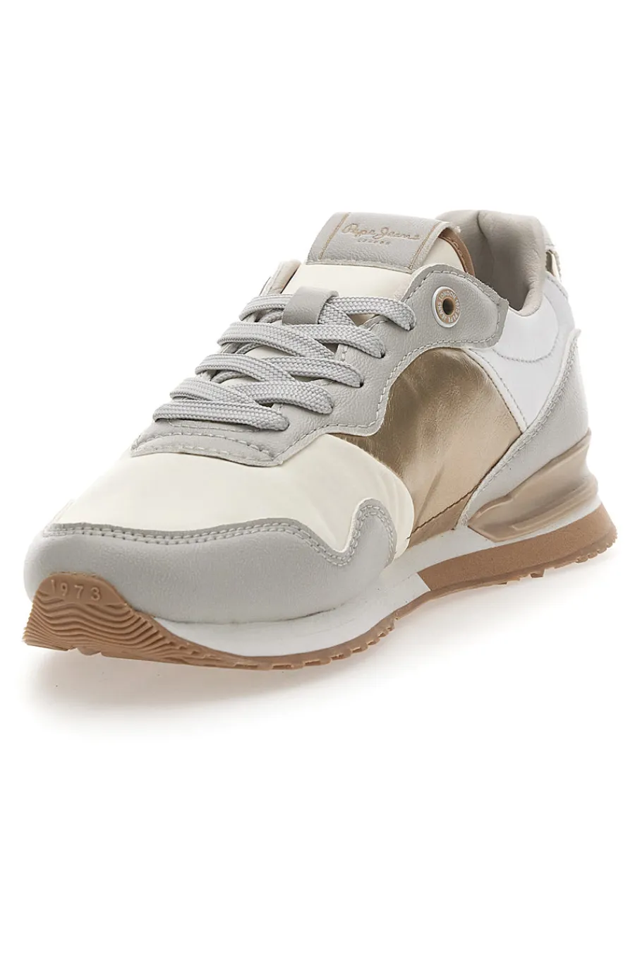 Sneakers Bianche e Oro Con Lacci London Shine W-PEPE JEANS Discount