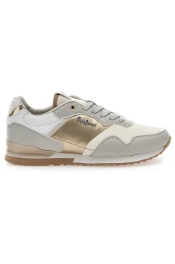 Sneakers Bianche e Oro Con Lacci London Shine W-PEPE JEANS Discount