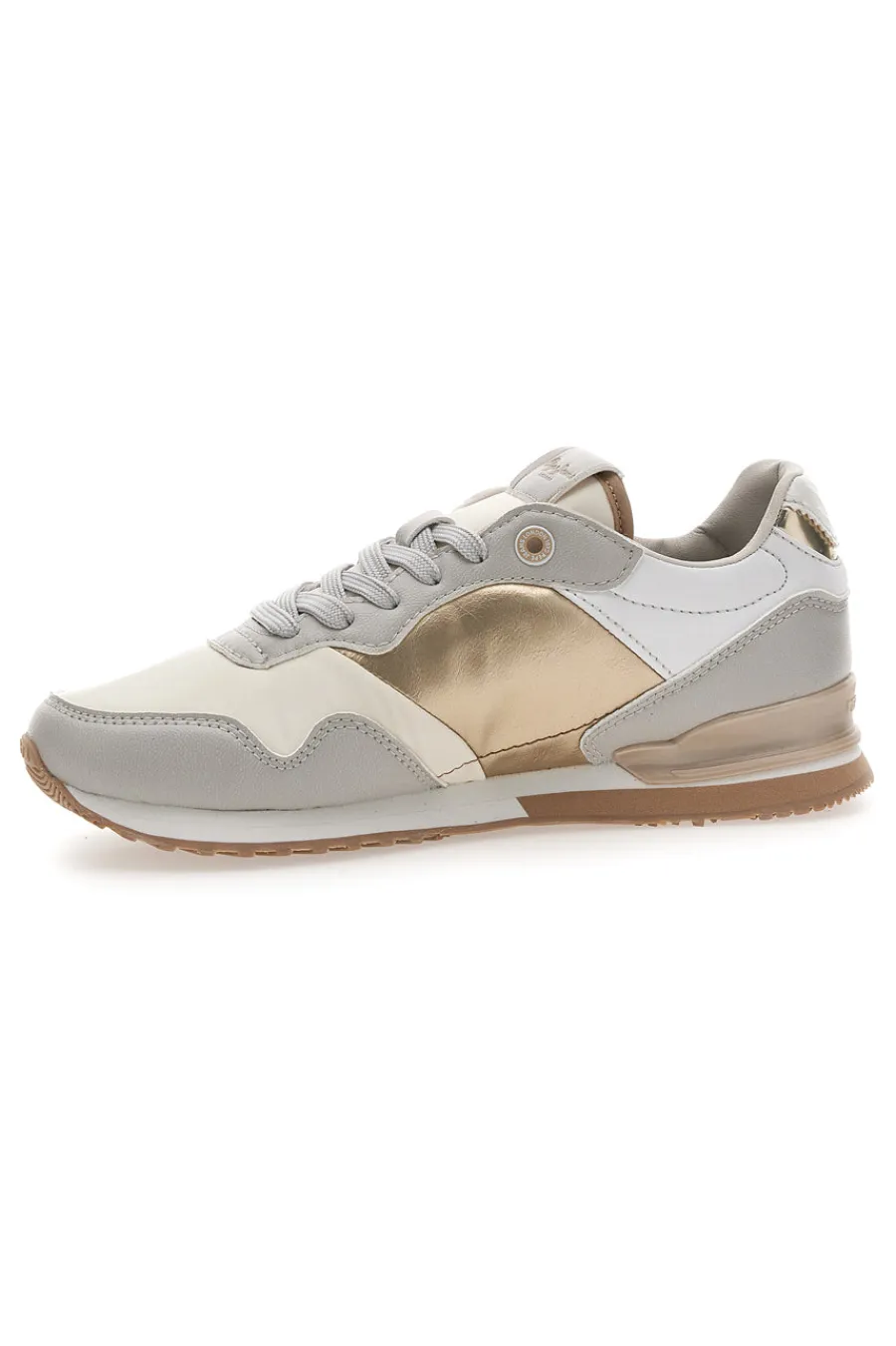 Sneakers Bianche e Oro Con Lacci London Shine W-PEPE JEANS Discount