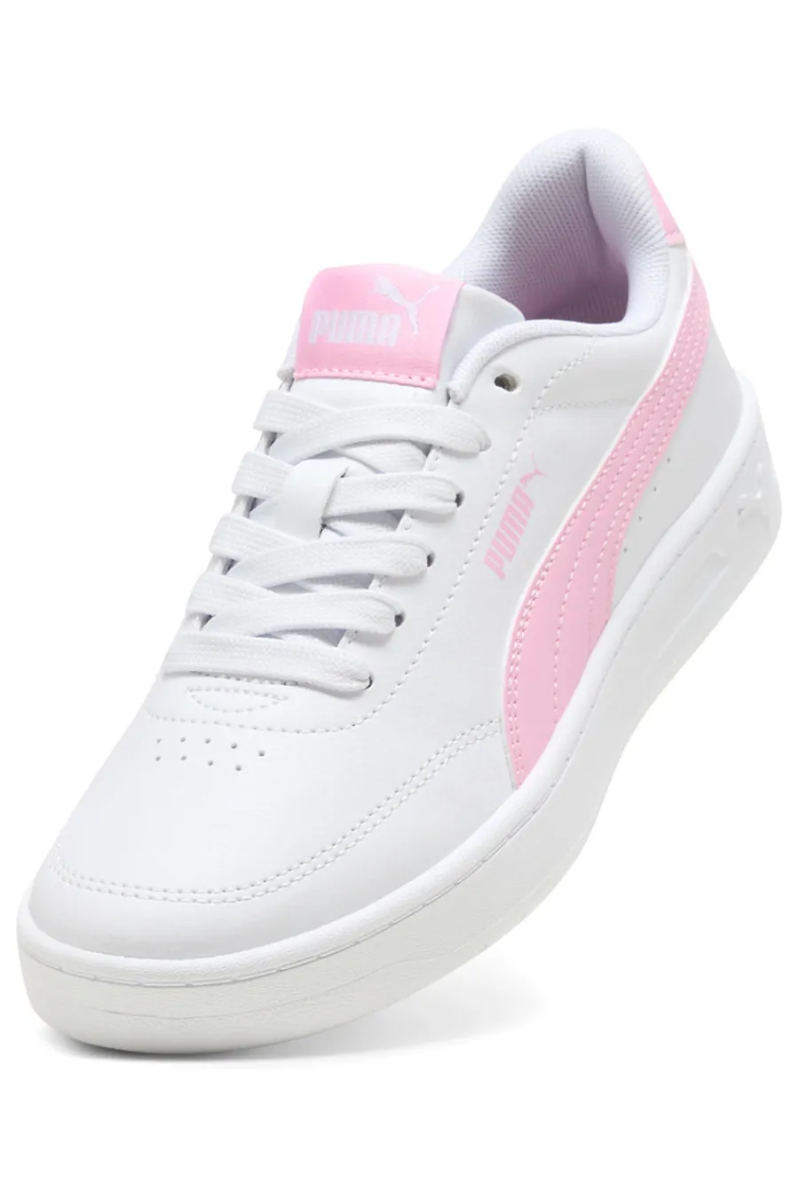 Sneakers bianche e rosa Court Classic Clean Jr-PUMA New