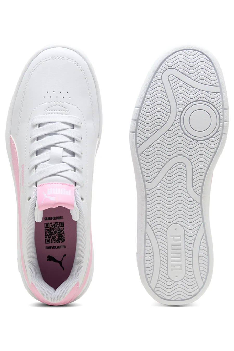 Sneakers bianche e rosa Court Classic Clean Jr-PUMA New