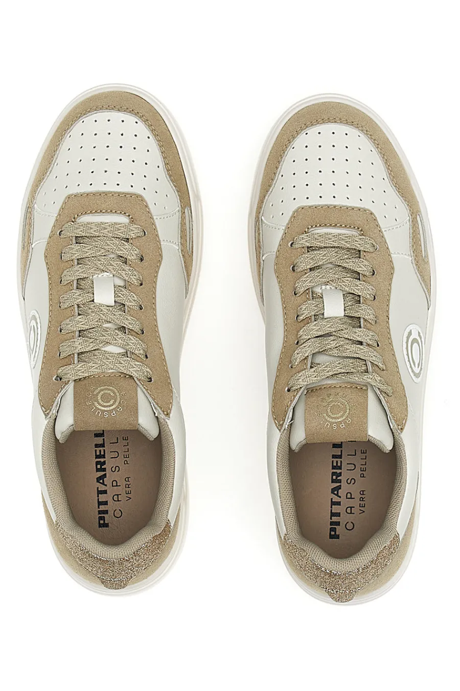 Sneakers Bianco e Beige platform in pelle Casey-PITTARELLO CAPSULE