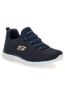 Sneakers blu in mesh con Memory Foam Summits Bright Bezel-SKECHERS New