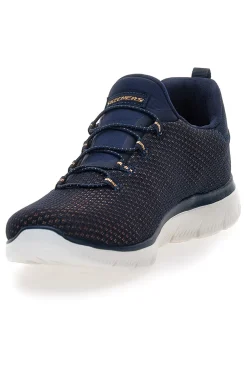 Sneakers blu in mesh con Memory Foam Summits Bright Bezel-SKECHERS New