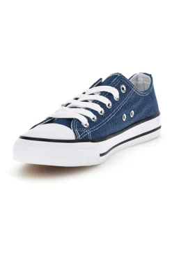 Sneakers blu in tela stringate basse 8011-2T2L Hot