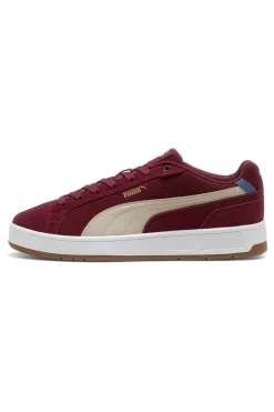 Sneakers bordeaux in pelle scamosciata con dettagli beige Puma Court Classico SD