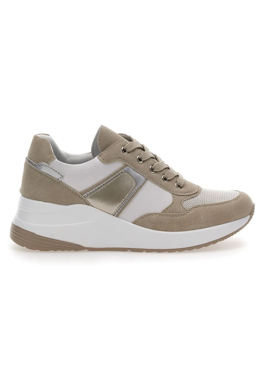 Sneakers con Zeppa Beige 20205-MIO TEMPO Outlet