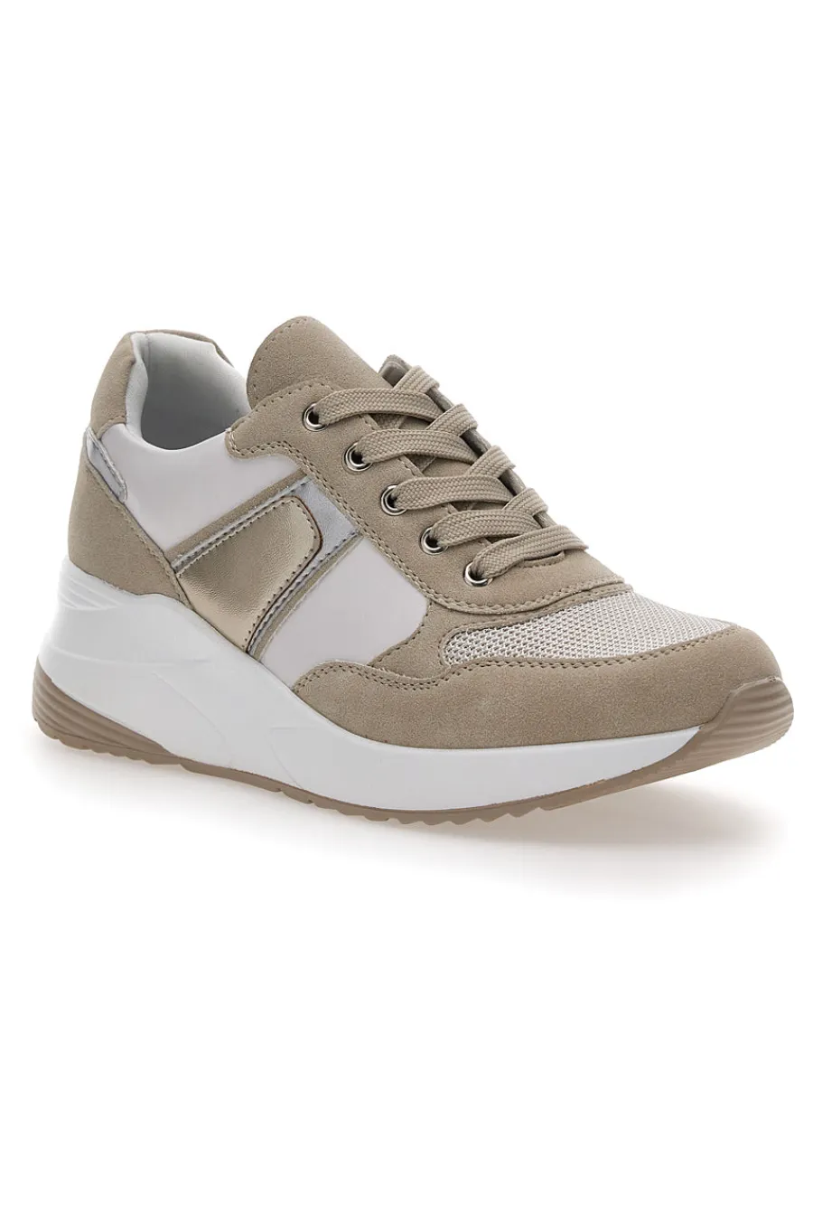 Sneakers con Zeppa Beige 20205-MIO TEMPO Outlet