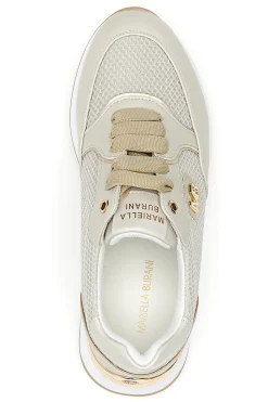 Sneakers Crema con Dettagli Oro e Platform 51021-MARIELLA BURANI Best